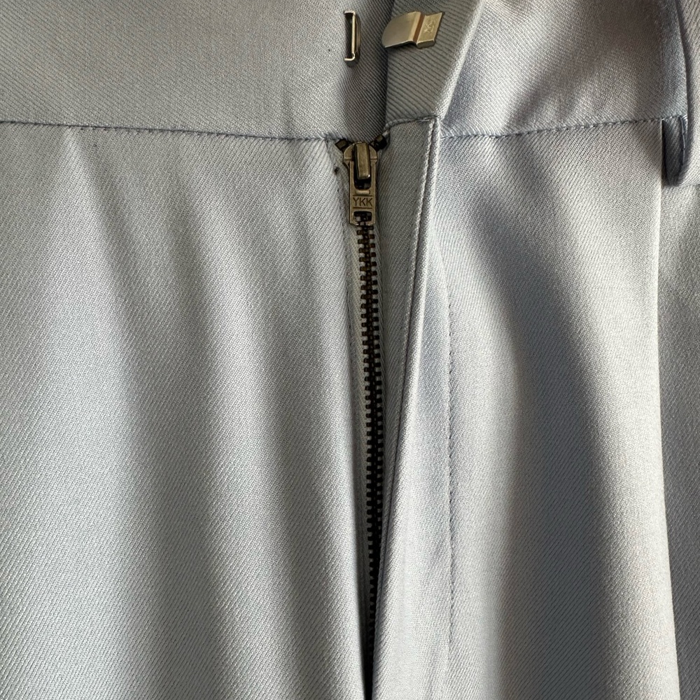 Unisex Elegant Open Edit Blue Pleated Pants with Rolled Cuffs 33% Rayon-M/L - Picture 6 of 8